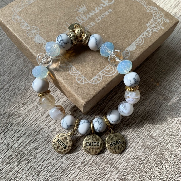 Jewelry - Brand New in box White Marbled Beaded Bracelet